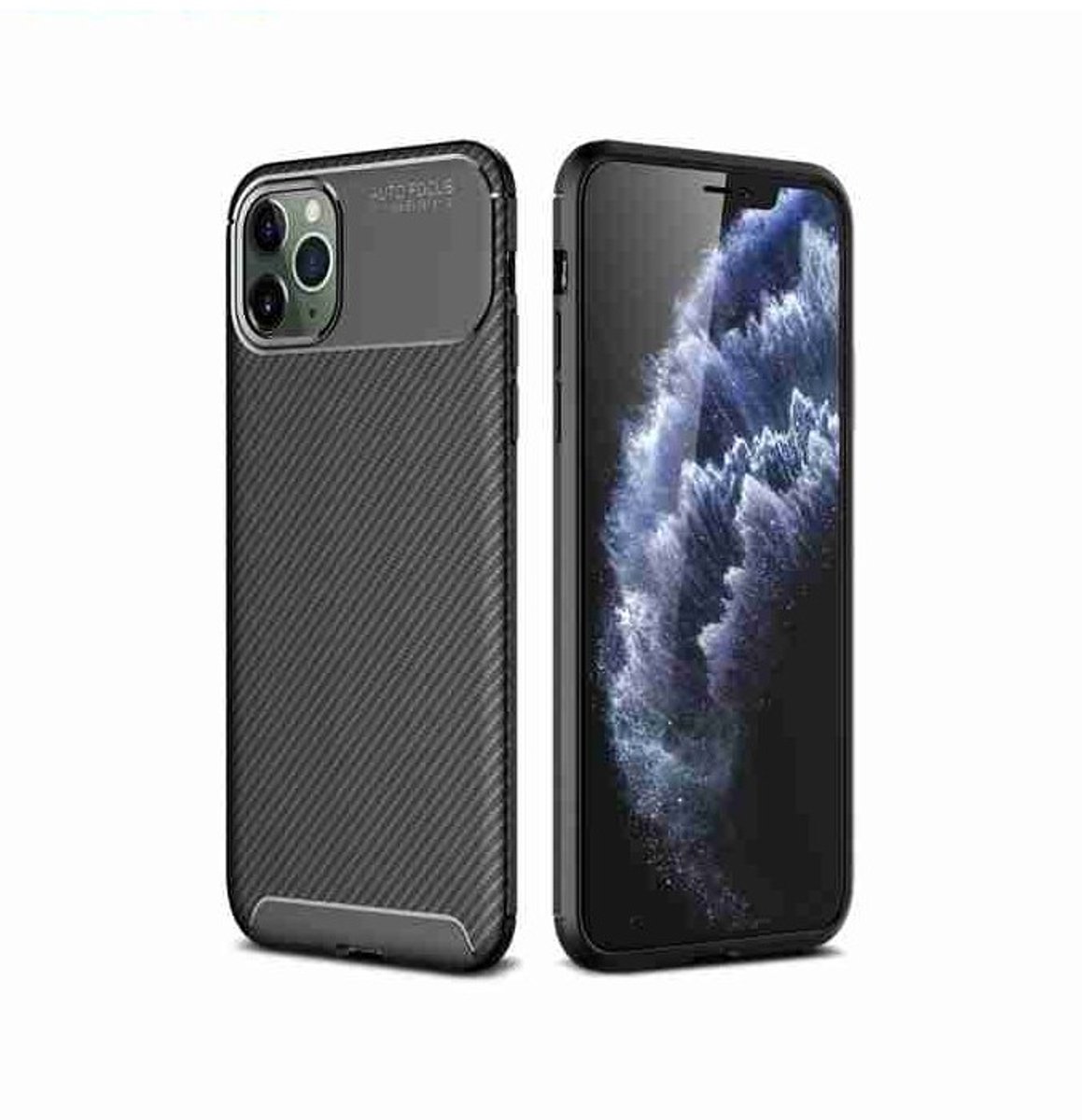 Cityhoesje-iPhone 11 Pro Siliconen Carbon hoesje – Backcase - Zwart