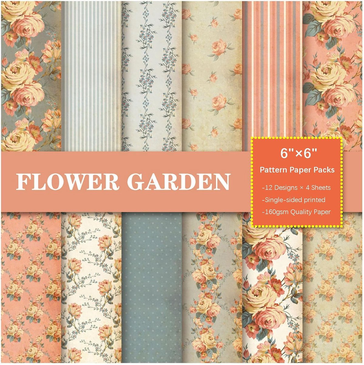 Decoratief Papier - Knutselpapier Vellen - Scrapbooking Kaarten Maken - Zuurvrij Ligninevrij - 6x6 Inch - Veelkleurig Bloemen