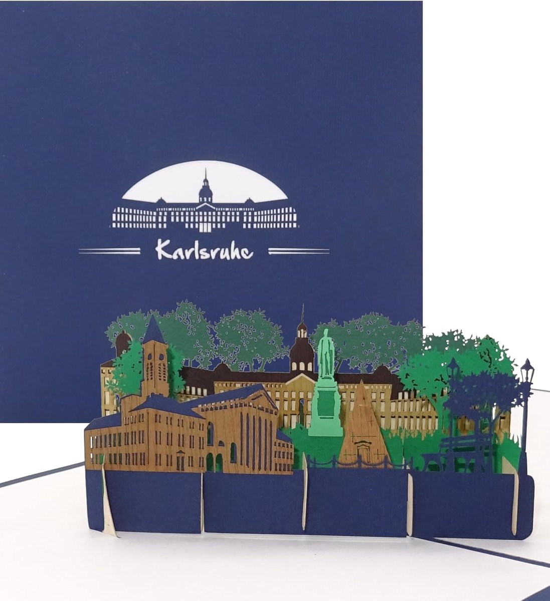 Pop-up Wenskaart - 3D Ansichtkaart - Cadeaubon Uitnodiging - Lasersnijtechniek - 15 x 15 cm - blauw