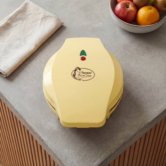 Bestron Wafelijzer - ASW217V - 700W - 5 hartvormige wafels - Anti aanbaklaag - Geel - 5 jaar garantie van Bestron — afbeelding 5