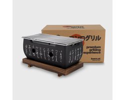 Konro Grill Medium - Met Houten Onderstel - Barbeque - 24×12.5×11.5cm
