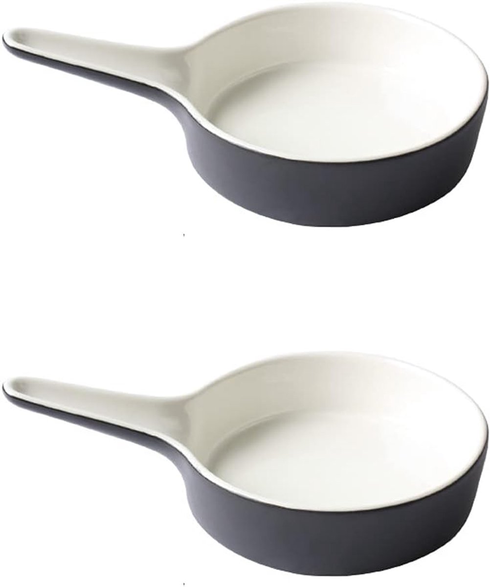 Keramische Ovenschaal - Taartschotel Braadpan - Bakken En Braden - Set Van Twee - 8.5 Inch - Zwart