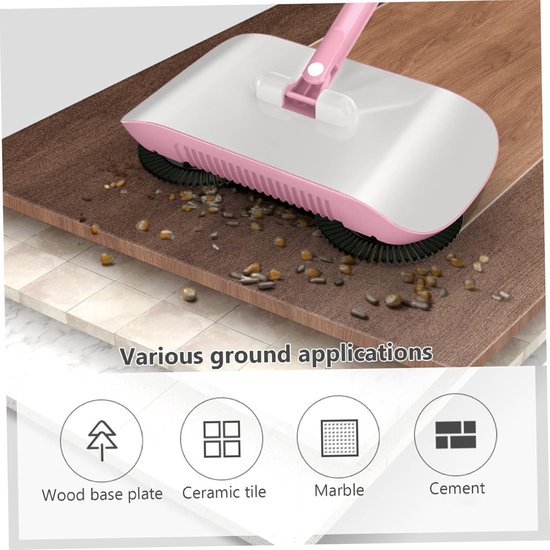 Handmatige veegmachine - 2-in-1 reiniger - Snelle huishoudelijke reiniging - 180 graden draaibare kop - 118 cm lengte - Zoals afgebeeld van Merkloos	 — afbeelding 3