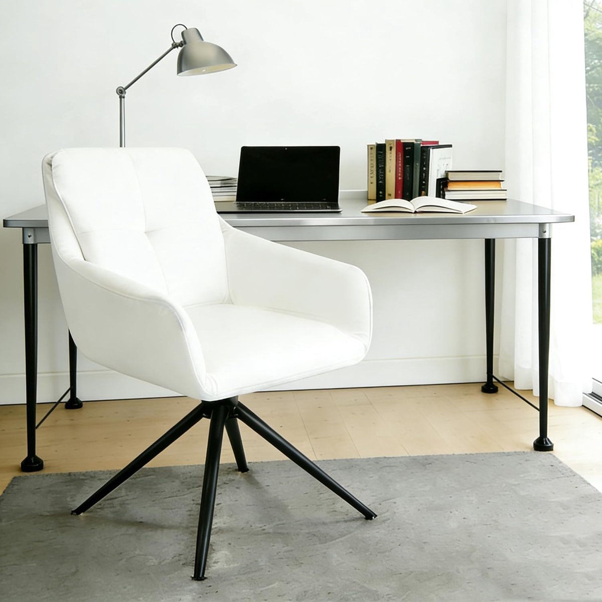 Moderne Bureaustoel - Draaistoel Ergonomisch - Thuiswerken Comfort - Metalen Poten Zonder Wieltjes - 42x54x92cm - Groen thumbnail 2