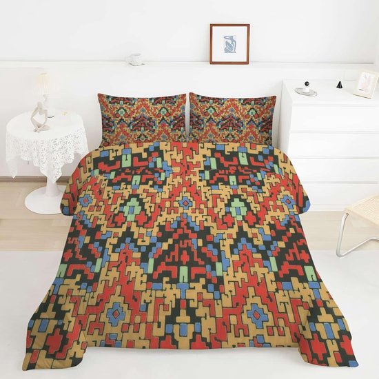 Collage Dekbed Set - Beddengoed Vier Seizoenen - Heerlijk Slapen - Hypoallergeen Zacht Materiaal - 200x200 cm - Psychedelisch