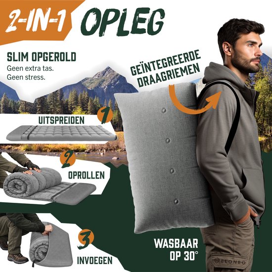 ELONEO inklapbaar veldbed met matras tot 200 kg draagvermogen campingbed logeerbed,grijs van Merkloos — afbeelding 2