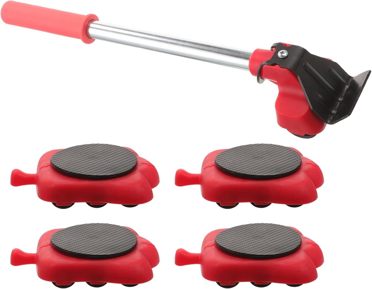 Verhuisset Meubels - Apparaatlifter Tool - Zwaar Verplaatsen - Combinatie Set - 33.5x6.5x6cm - Rood