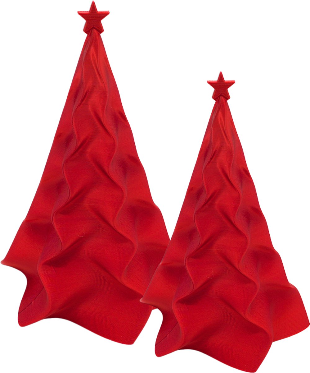 Organische kerstboom set – Decoratief object – Zijde Rood - 3d geprinte object – Winter woondecoratie – 15CM & 20CM