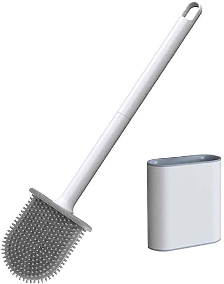 YYchan WC Borstel - Toiletborstel - WC Borstel met Houder - Upgrade Toiletborstel - Siliconen Toiletborstel -Flexibel - Wit