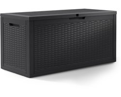 Tuinkist / Afsluitbaar Tuinbox / Balkonbox / Opbergbox Buiten / Tuinkussenbox / Opbergkist Tuin / Opbergbox met Deksel / 340 l / Zwart / 119 x 58,8 x 51,7 cm