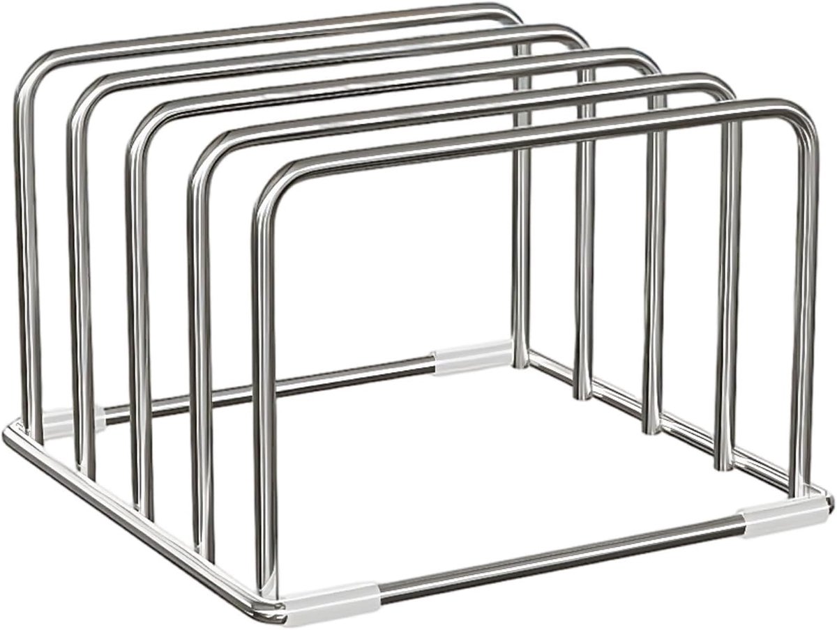 Snijplank Houder - Keuken Organizer - Ruimte Besparen - Roestvrij Staal - 21.5 x 17 x 21.5 cm