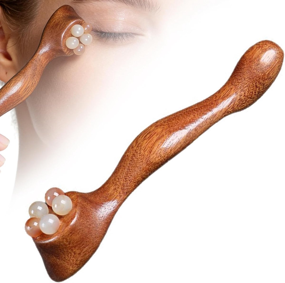 Houten Oogroller - Massage Stick - Gezichtsbehandeling - Draagbaar Lichtgewicht - 10.5 cm