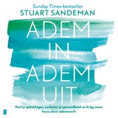 Boekomslag 'Adem in Adem Uit' van Stuart Sandeman, met aquarelverfstreken in groen en turquoise, en de titel in witte letters.