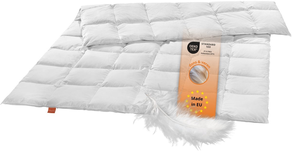 Sleepling donzen dekbed - all year dekbed 200x200 cm - medium dekbed met 90% dons / 10% veren - als medium warm donsdekbed, verendekbed of all-season deken met dons - Downpass gecertificeerd - Made in EU - 200 x 200 cm - wit
