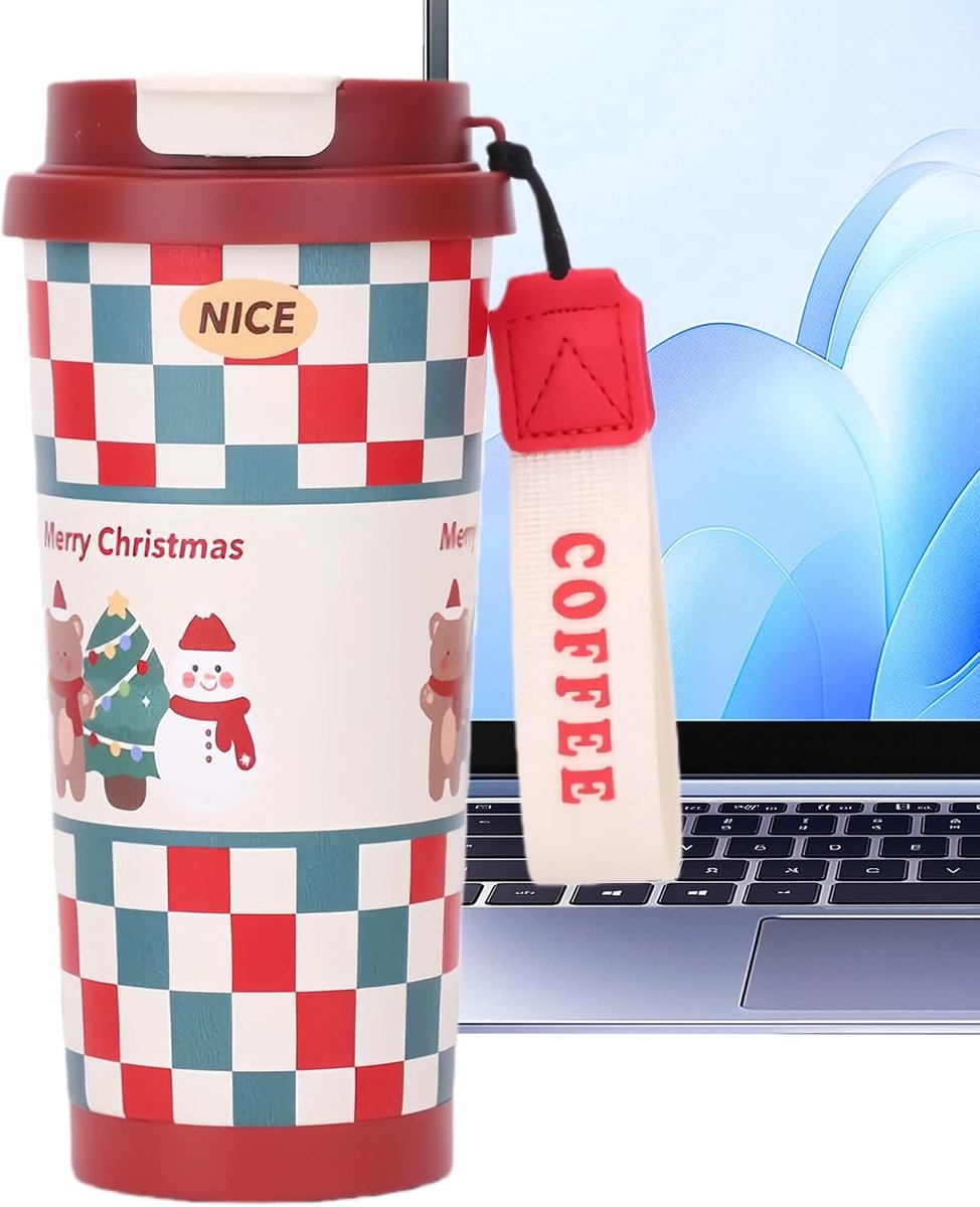 Kerst Beker Kinderen - RVS Waterbeker - School Sport Reizen - Houdt Drank Warm - 19.5cm Hoog