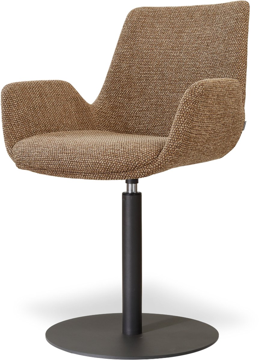 Nolon Niva-Eef Draaibare Tulp Eetkamerstoel Bruin Blend - Mat Zwart Onderstel - Japandi - Comfortabel - Stoffen