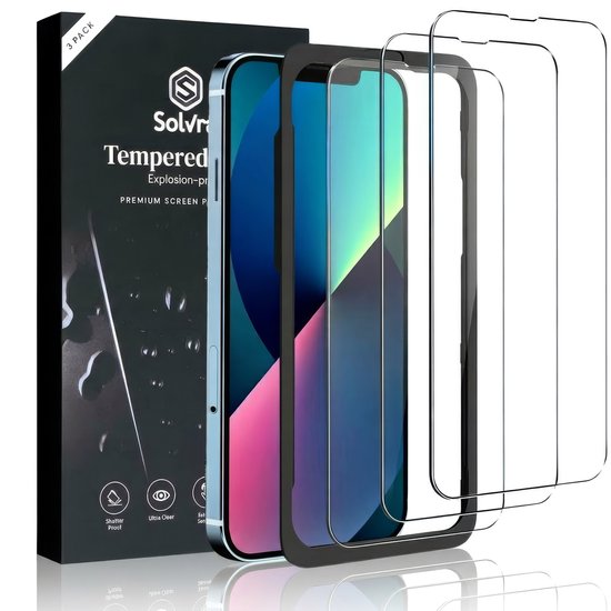 Protecteur d'écran adapté pour iPhone 13 et iPhone 13 Pro - Glas trempé - Tempered Glass - Transparent et résistant aux rayures - Incl. Outil d'installation - 3 pièces