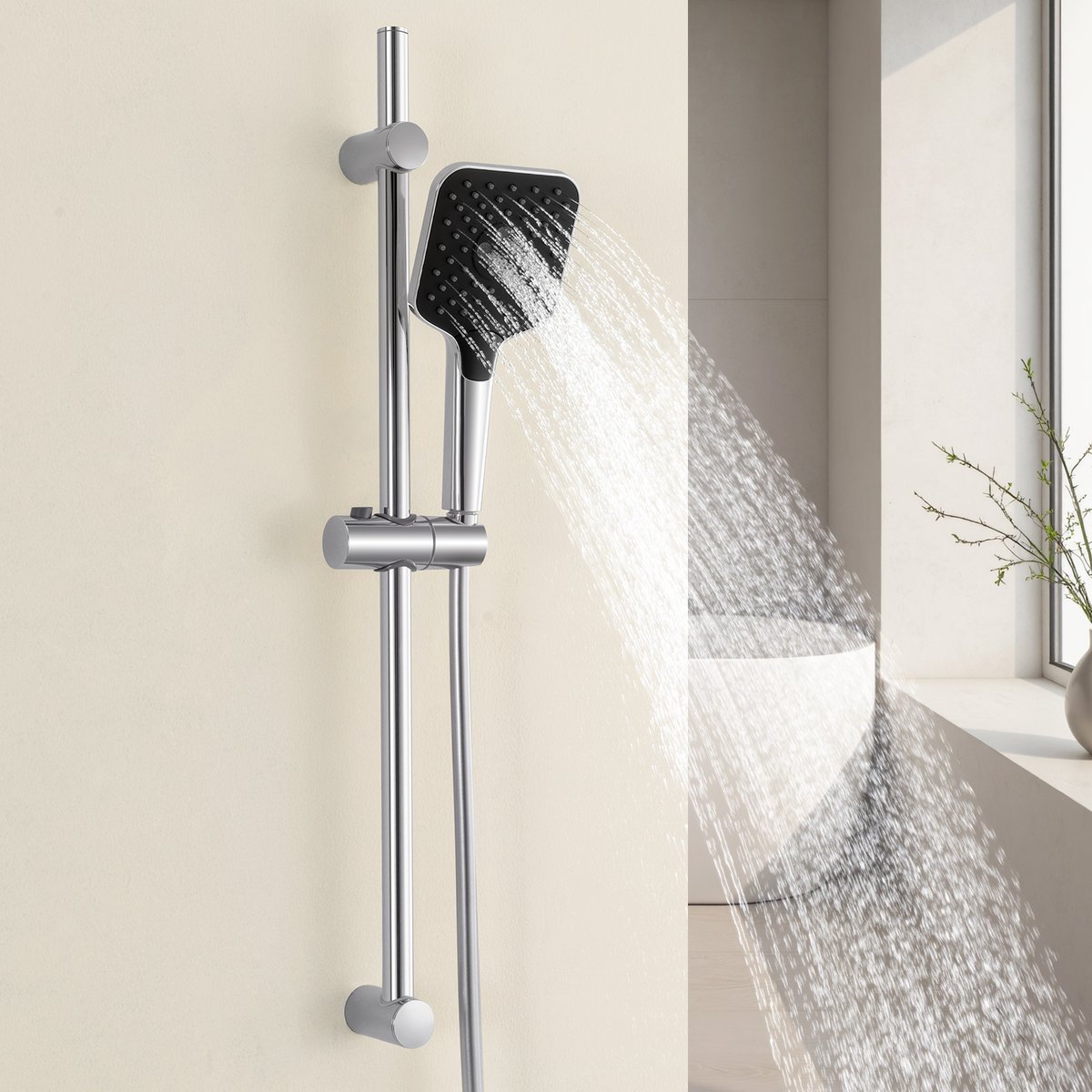 Auralum max Doucheset met Handdouche - 3 Standen Douchekop - 70 cm Glijstang - Regendouche - 3 Sproeistanden Handdouche - Met 150 cm Doucheslang - Chroom