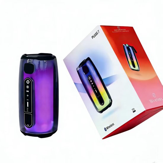 Bluetooth Speaker Draadloos met 360° RGB Licht, Krachtige Bas, TWS Stereo, Bluetooth 5.3, AUX, TF, Compact