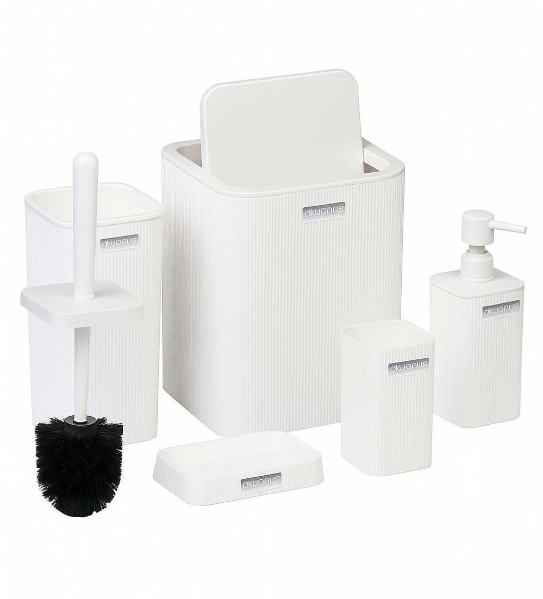 HowHomely Kely Square - Badkameraccessoireset - 5-delig - Wit