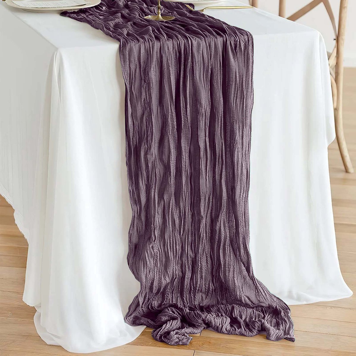 Meble odNowa - Boho Tafelloper - Lila - 90x300 cm - Rustiek