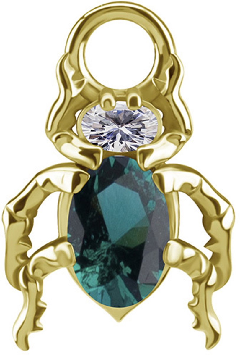 Crazy Needles - Charms - Goudkleurige Kevers - Groene Nano Gems