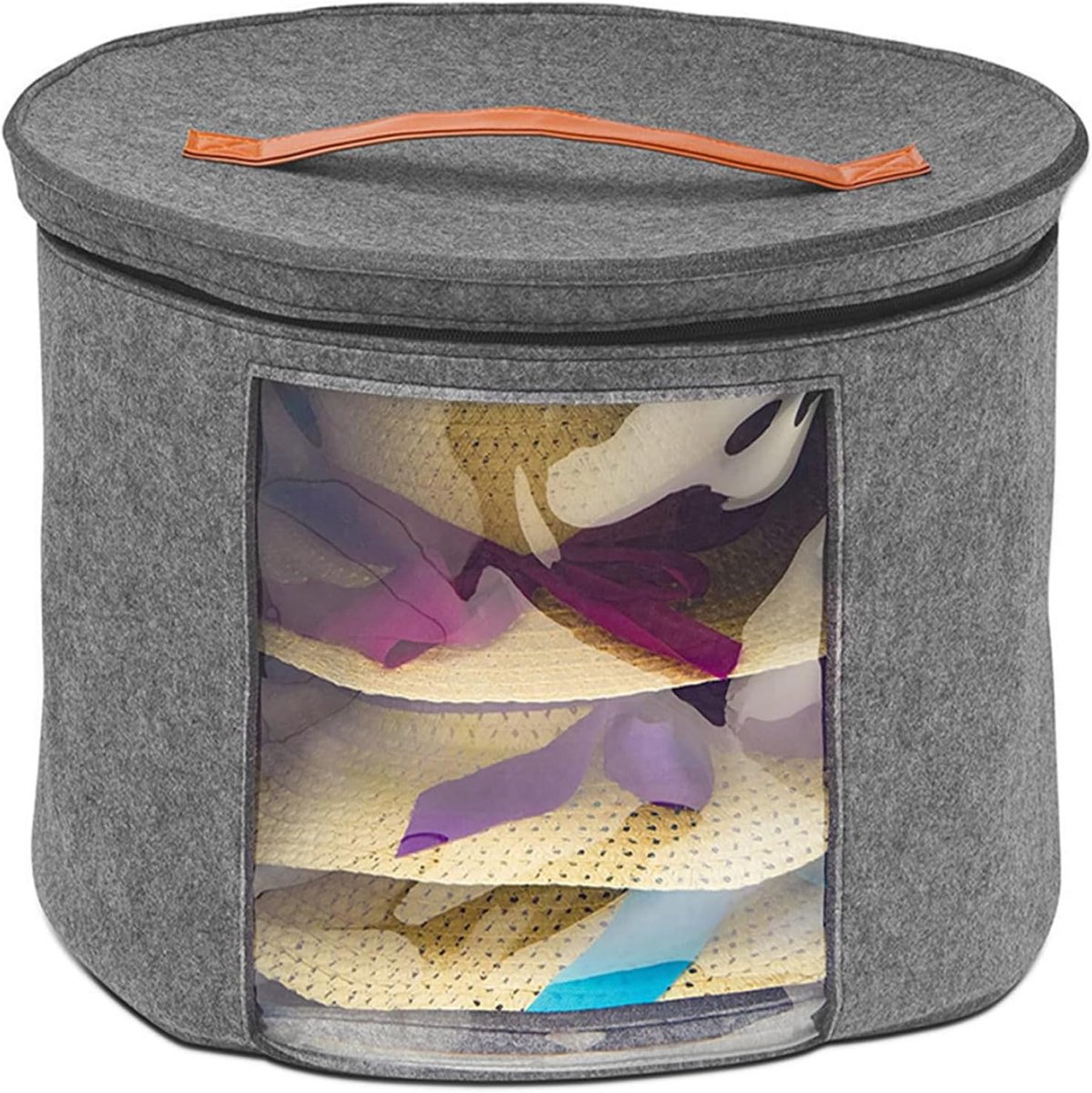 Hoed Opbergtas - Opbergdoos Hoeden - Reizen Kast - Transparant Zichtbaar - 43x43x26cm - Grijs
