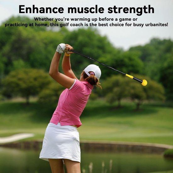Golf Swing Trainer - Snelheidstrainer Ritme - Golfslag Verbeteren - Antislip Handgreep - 75 cm Lengte - Geel van Merkloos — afbeelding 4