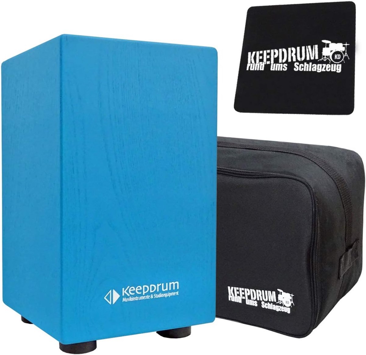 Kinder Cajon - Percussie Instrument - Muziek Leren - Verstelbare Snare - 35.5 cm Hoog - Blauw