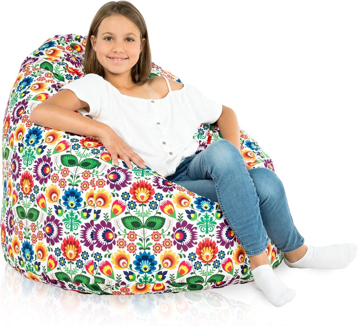 Grote Zitzak - Beanbag Stoel - Ontspannen Zitten - Extra Binnenhoes Wasbaar - 90x90x115 cm - Folk Patroon