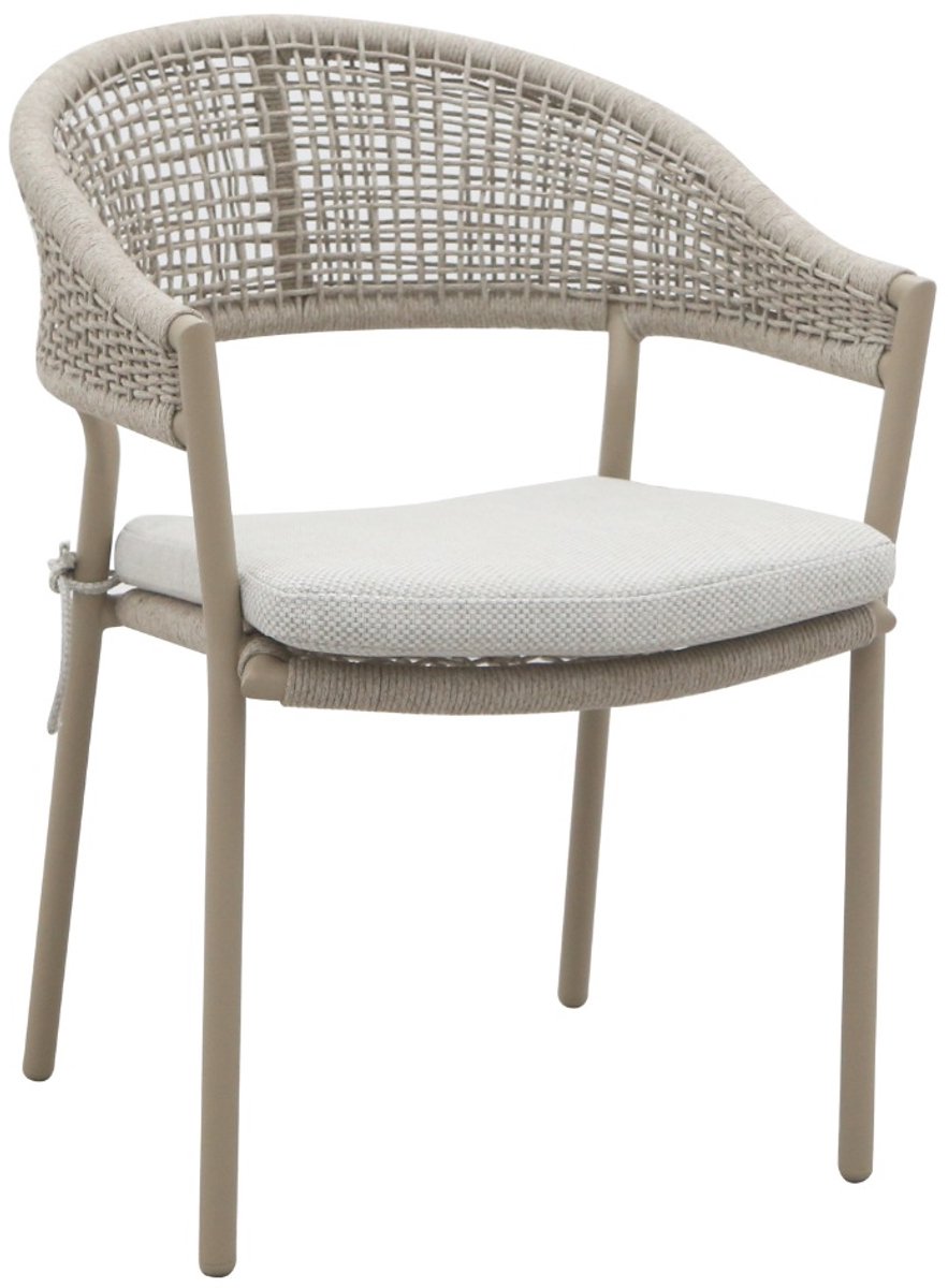 DÉJA Living Tuinstoel Bari - Beige/Taupe - Touw/Metaal - Set van 2