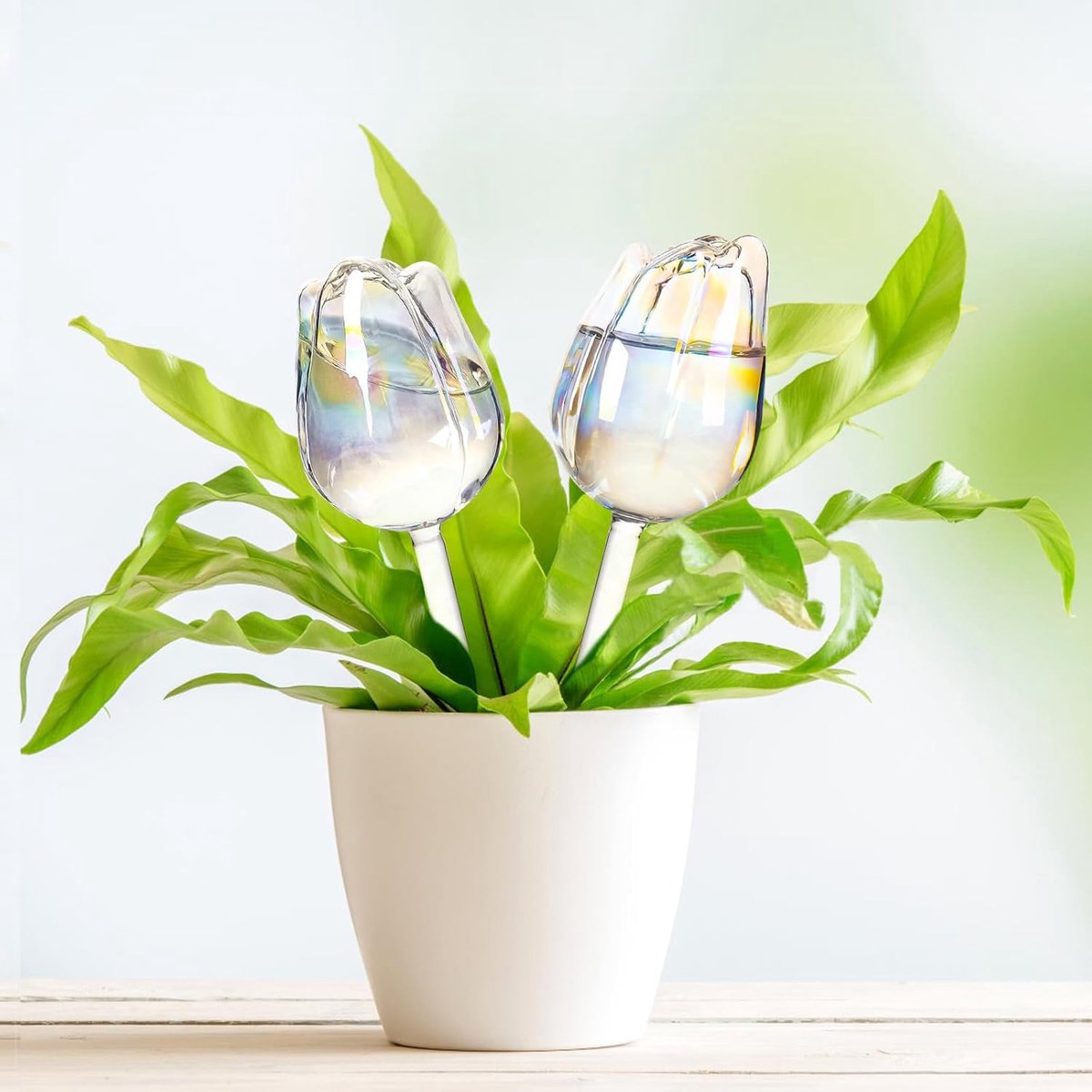 Gieter - Creatieve Bloemvormige Zelfbewateringsbollen - 24,5x6,5 cm PVC Automatische Druppelirrigatie voor Planten - Ideaal voor Vakantie - Set van 2 Stuks - Transparant