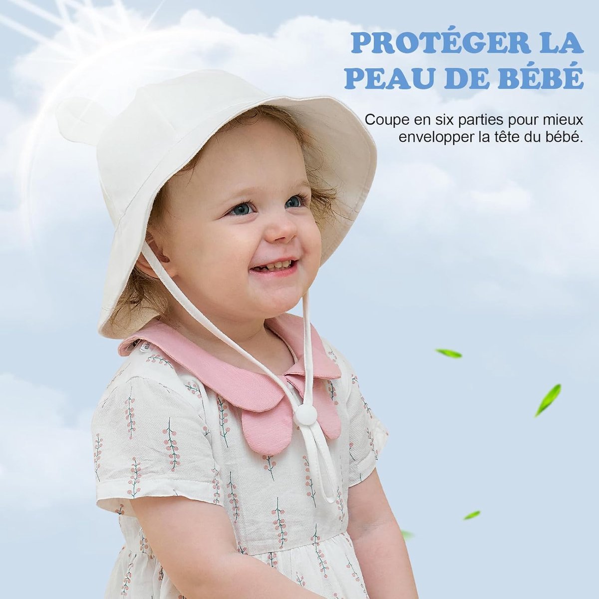 Baby Zonnehoed - Kinder Pet - Zomer Bescherming - Verstelbaar - One Size - Beige