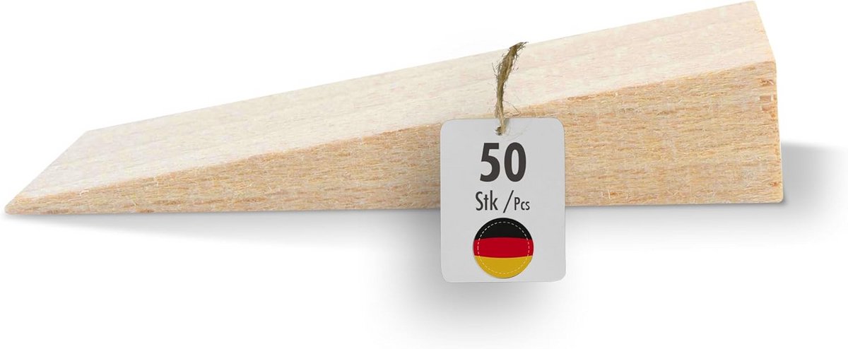 Houten Wiggen - Deurstop Set - Meubel Montage - Natuurlijk Beukenhout - 65x20x12 mm - Beige