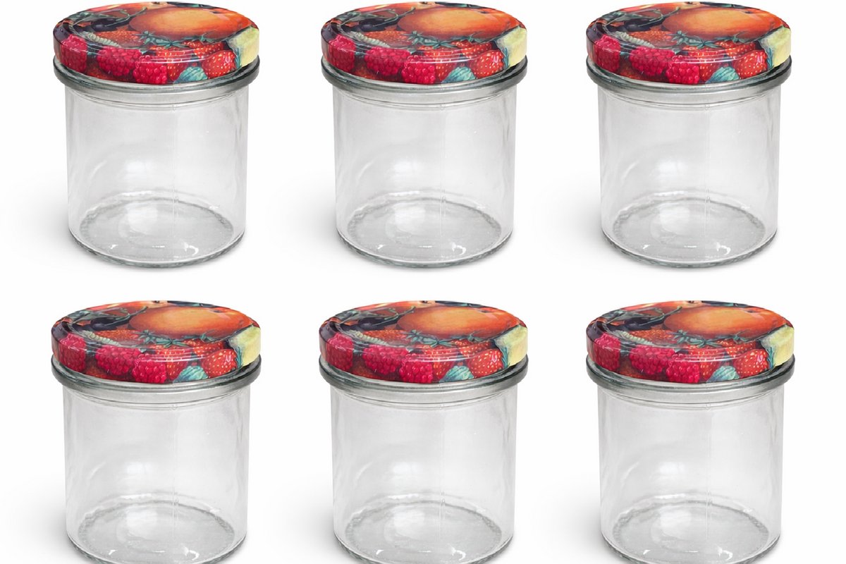 Jampotten - inmaak - glazen potten 346 ml met twist-off deksel (fruit classic) 6 stuks