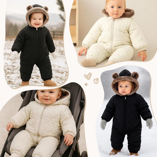 Dikke Fleece Baby Sneeuwpak - Warme Winter Jumpsuit met Capuchon voor Jongen en Meisje (0-24 Maanden) — afbeelding 3