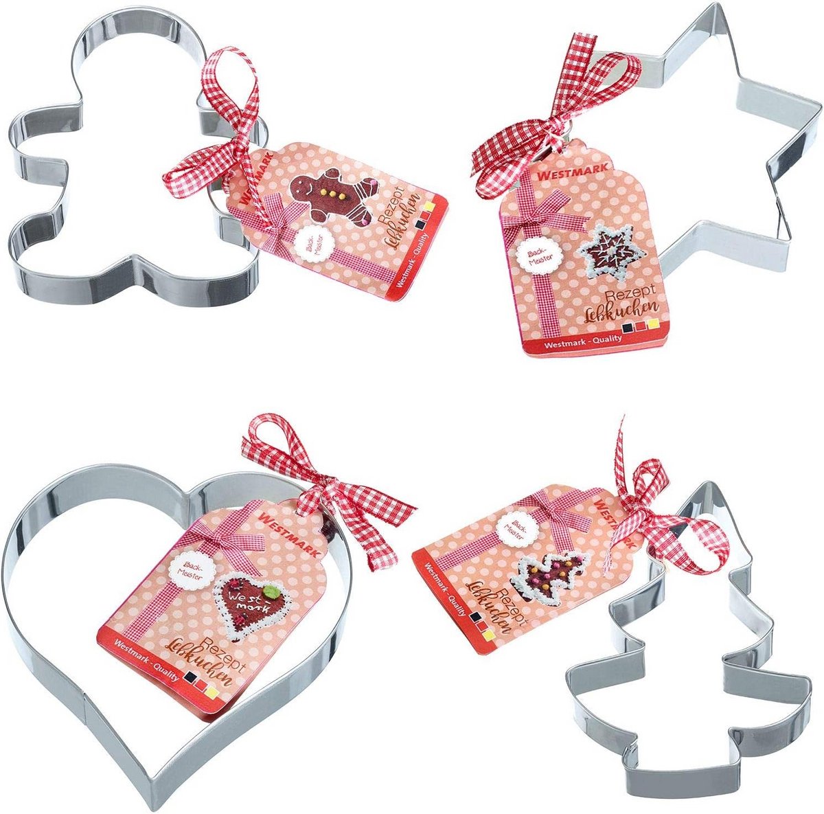 Set uitsteekvormen peperkoek met 4 motieven voor Kerstmis