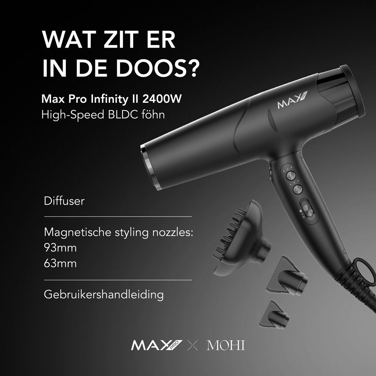 Max Pro Infinity Haardroger 2100W - Reisfohn - Blaasmond - afbeelding 3