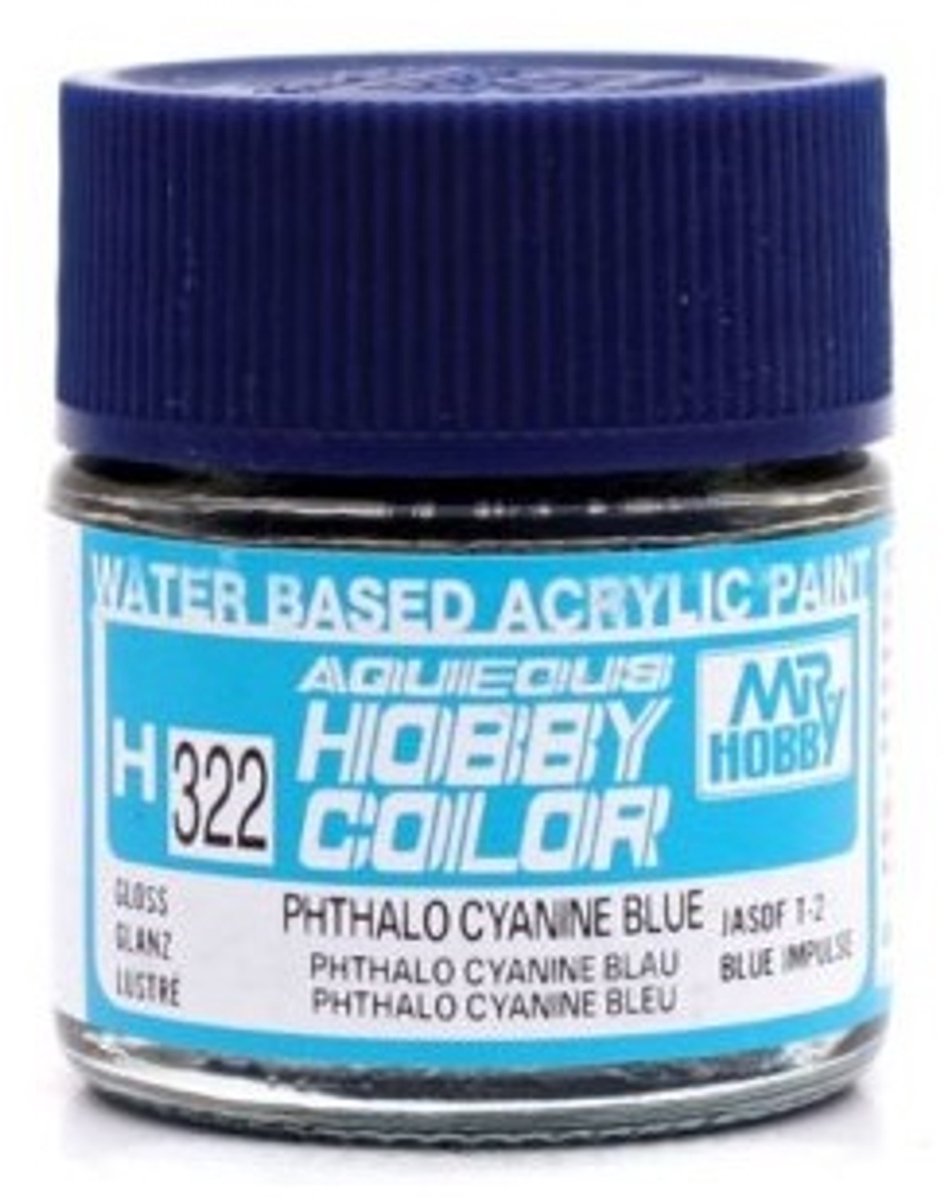 Gunze H-322 - Phitalo Cyanine Blue Glanzend - Mr. Hobby Aqueous Modelbouwverf 10ml