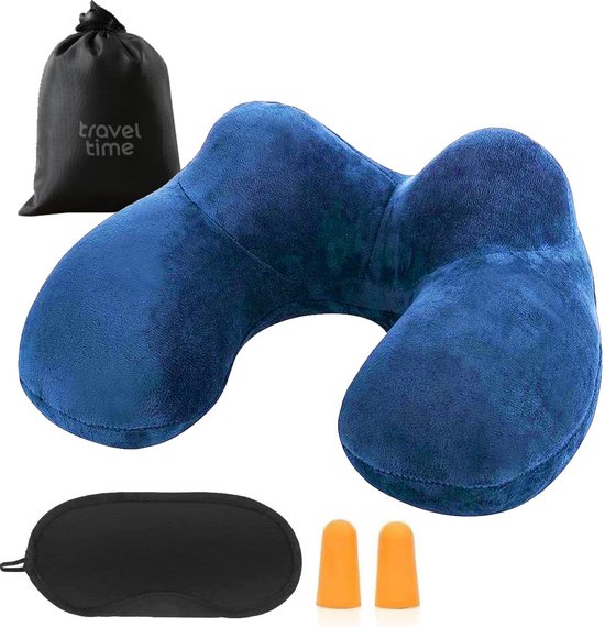 Traveltime Opblaasbaar Nekkussen met Opbergtasje