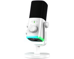 FIFINE AM9 - Gaming Microfoon Dynamische - Podcast Streaming PC PS4 PS5 - Ruisonderdrukking - Touch Mute Knop - USB RGB - Wit