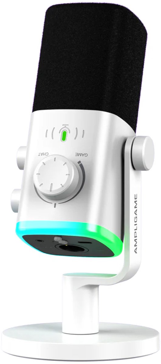 FIFINE AM9 - Gaming Microfoon Dynamische - Podcast Streaming PC PS4 PS5 - Ruisonderdrukking - Touch Mute Knop - USB RGB - Wit