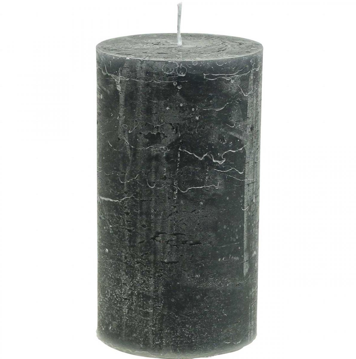 Viana Effen kaarsen antraciet stompkaarsen 85×150mm 2st, 2 Stück