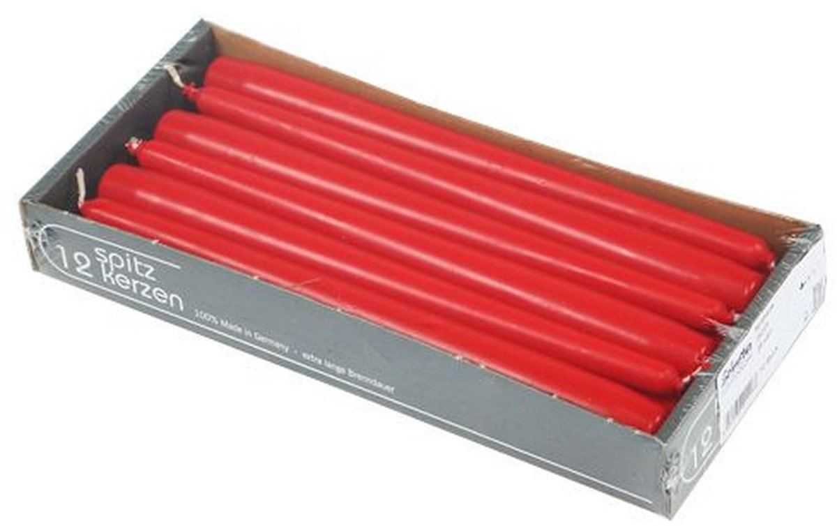 Conische kaarsen 250/23 robijn (12 stuks), 12 Stück