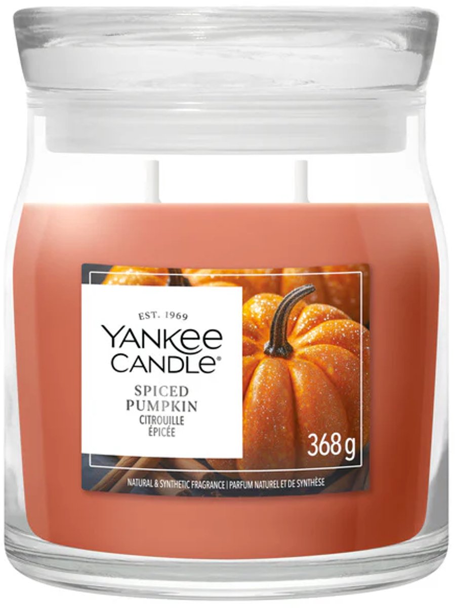 Yankee Candle Spiced Pumpkin Medium Jar - tot 50 branduren Oranje