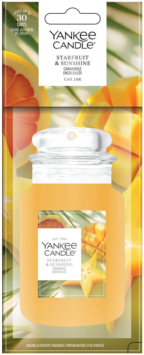 Yankee Candle - Starfruit & Sunshine Car Jar Autoparfum - 1 maand geurplezier