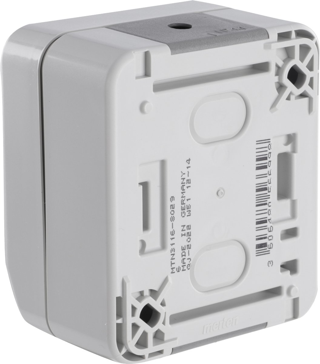 Merten Aquastar Opbouwschakelaar - Wisselschakelaar - Spatwaterdicht volgens IP44 - Tuimelschakelaar - Behuizing van Polypropyleen - Geschikt voor 250 V - voor Binnen en Buiten - Grijs