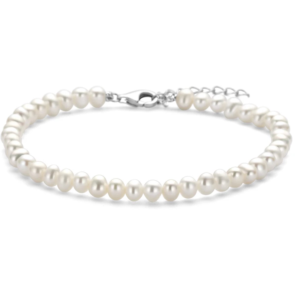 Zilver gerhodineerde armband parels 18 + 3 cm - 1341379