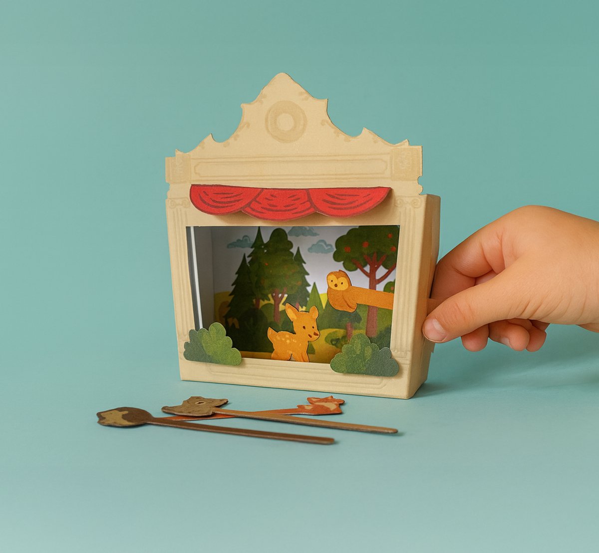 pikkii Mini Theatre Kit – DIY Mini Theater & Poppenkast Bouwpakket | Creatief Knutselpakket 143 x 217 x 11 mm