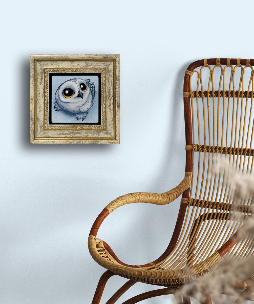Artlijn Uil Decoratie – Natuursteen Art Print – Travertin Steen Wanddecoratie